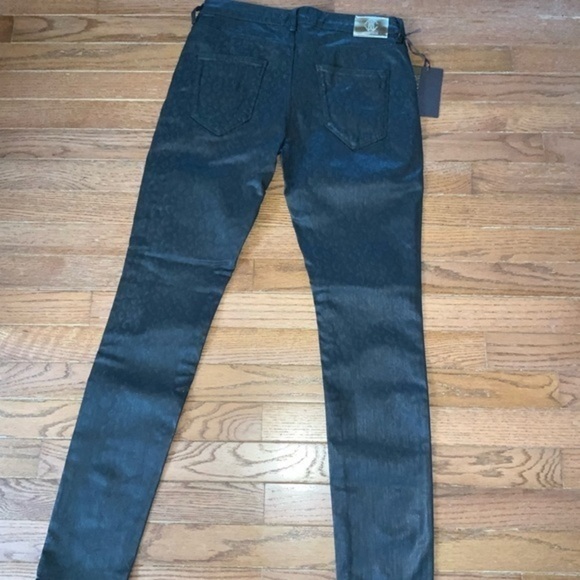 Roberto Cavalli Black Skinny Leopard Print Coated Jeans Size 42 IT (US 6) NWT - Picture 11 of 13